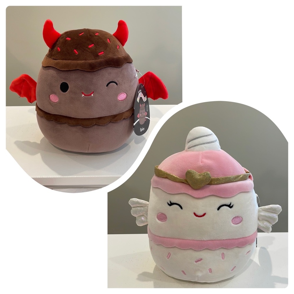 NWT 8” Sugar the Angel Food Cake & Spice the Devils Food Cake Squishmallow Set